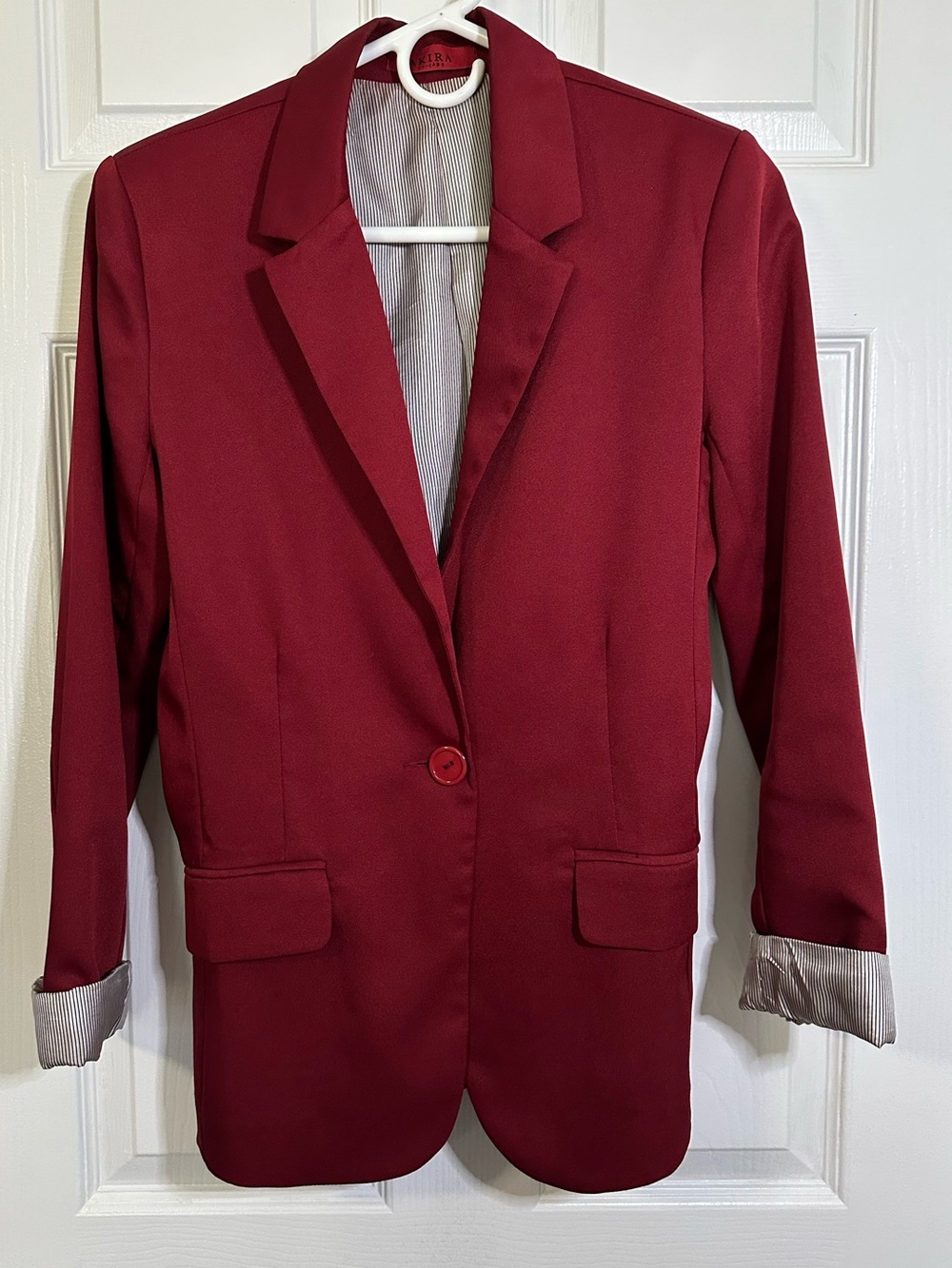 AKIRA Deep Red Single-Button Blazer Jacket